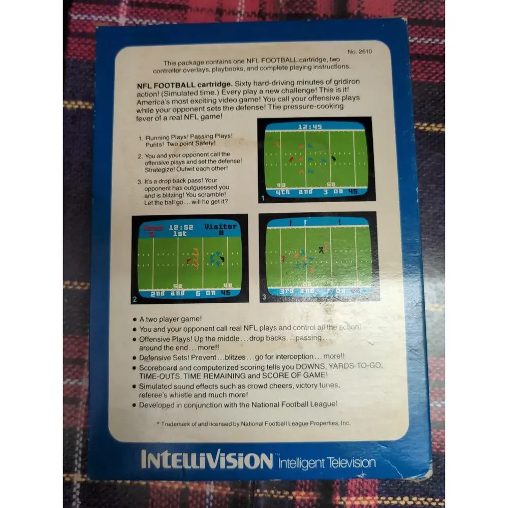 INTELLIVISION NFL FOOTBALL With Box, Manual, Keypad Insert, And More